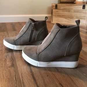 Vici New In Town Faux Suede Wedge Sneaker - Taupe